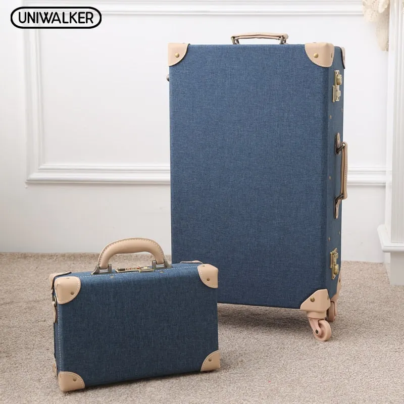 12" Mens Travel Valise 20" - 26"  Women Vintage 2Pcs Luggage Sets Oxford Carry On Suitcase With