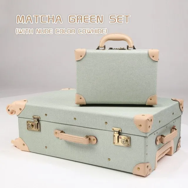 12" Mens Travel Valise 20" - 26"  Women Vintage 2Pcs Luggage Sets Oxford Carry On Suitcase With