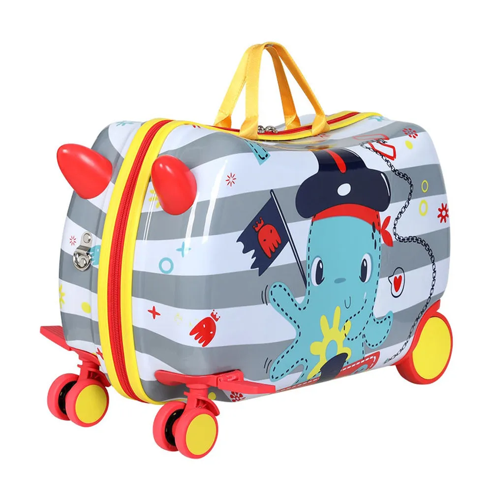 17inch Kids Ride On Luggage Children Suitcase Trolley Travel - Octopus