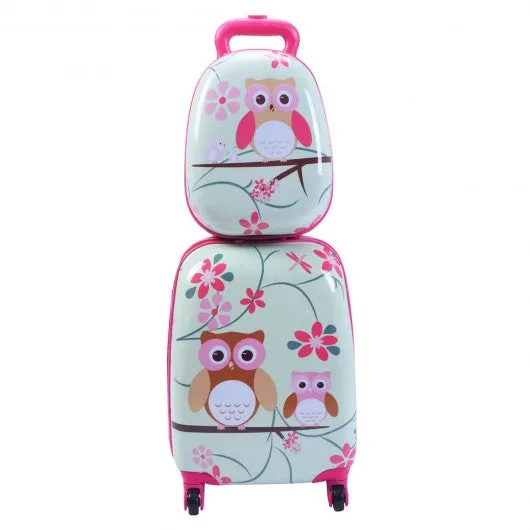 2 pcs 12" 16" Green ABS Kids Suitcase Luggage Set