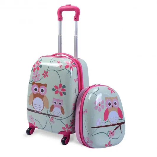 2 pcs 12" 16" Green ABS Kids Suitcase Luggage Set