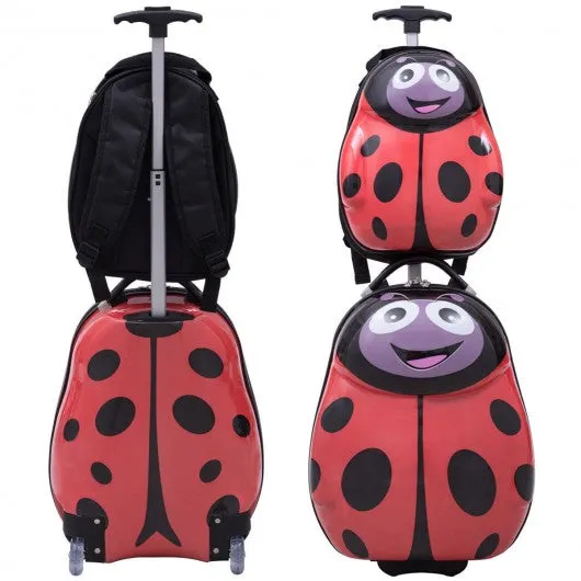 2 pcs Beetle Shaped Kids School Luggage Suitcase & Backpack