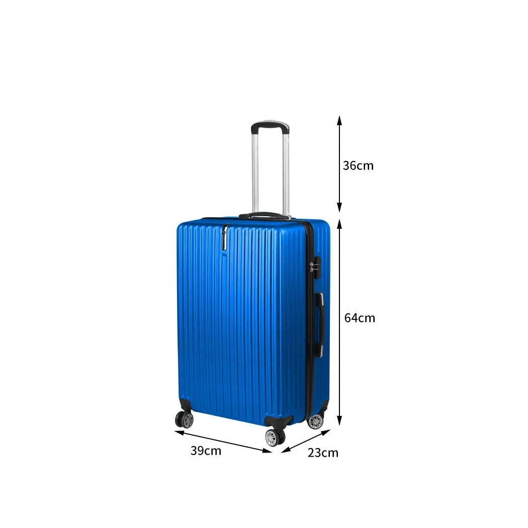 24" Luggage Suitcase Code Lock Hard Shell Travel Carry Bag Trolley - Blue