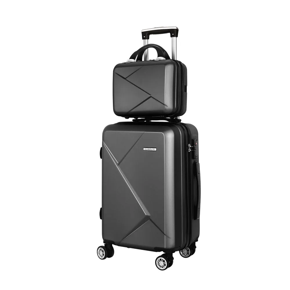 2pc Luggage 12inch & 20inch Trolley Travel Suitcase Storage Carry On TSA Lock - Black