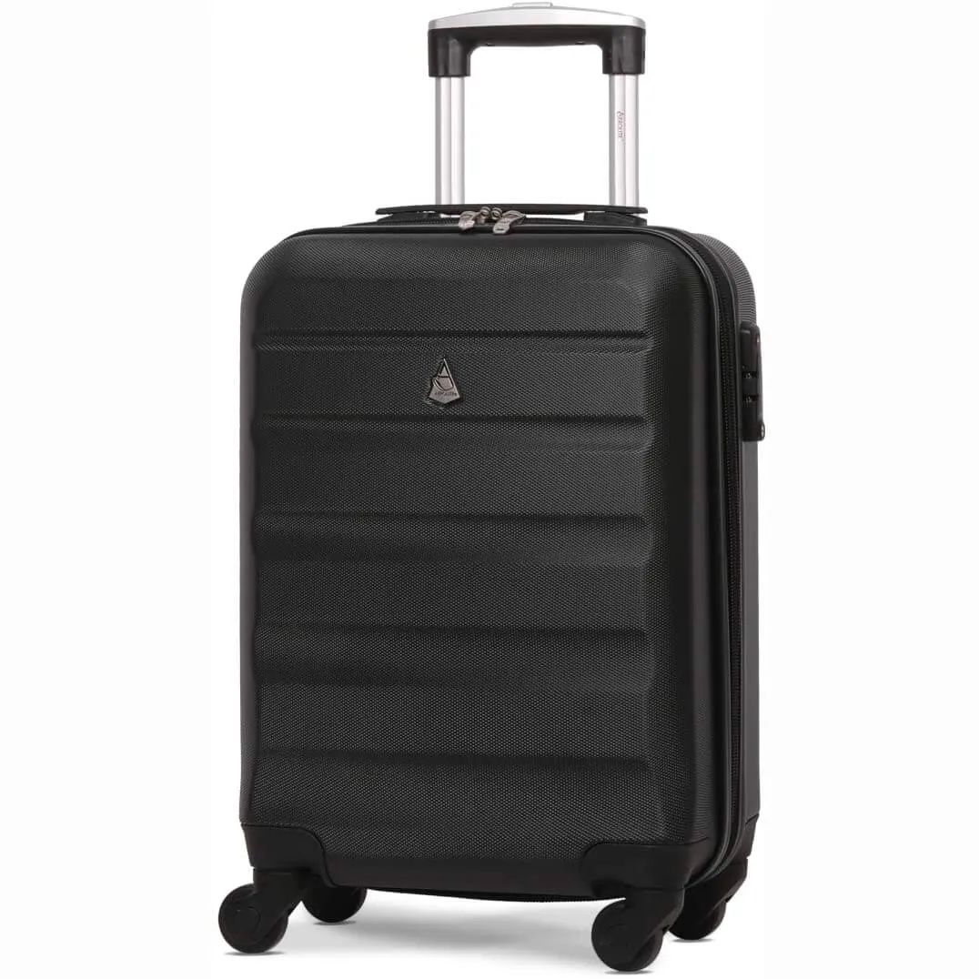 Aerolite Hard Shell Suitcase Luggage Group Travel Bundle - 2 x 21 Cabin Hand Luggage   1 x Large 29" Hold Luggage Suitcase (3 Piece Luggage Set) - Black