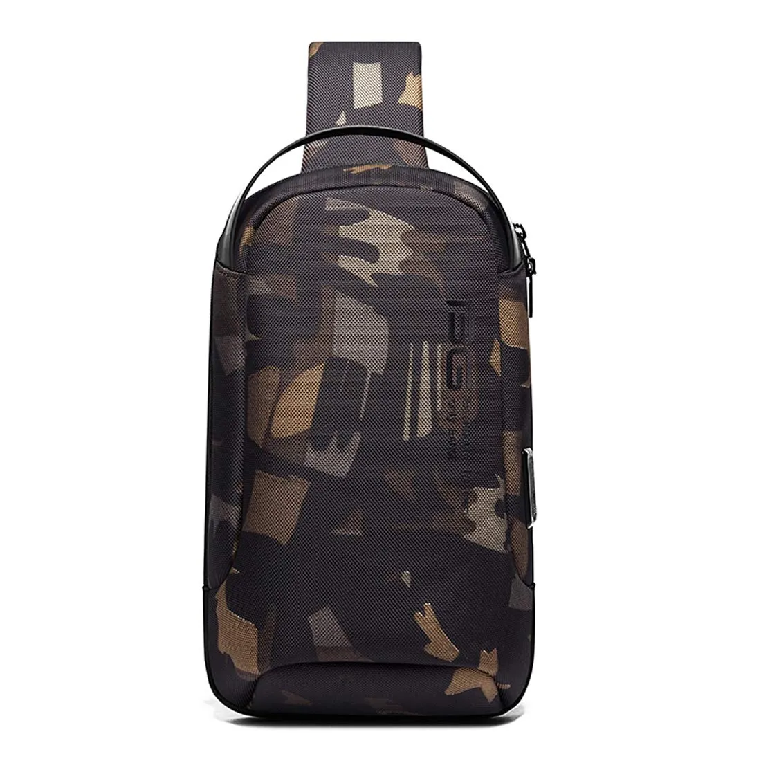 BANGE Unisex Polyester Travel Crossbody Sling Bag Chest Pack with USB Charging (Camouflage)