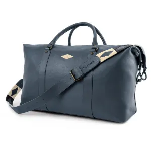 Caballero Large Travel Bag - Navy Leather w/ Cream Stitching by Pampeano