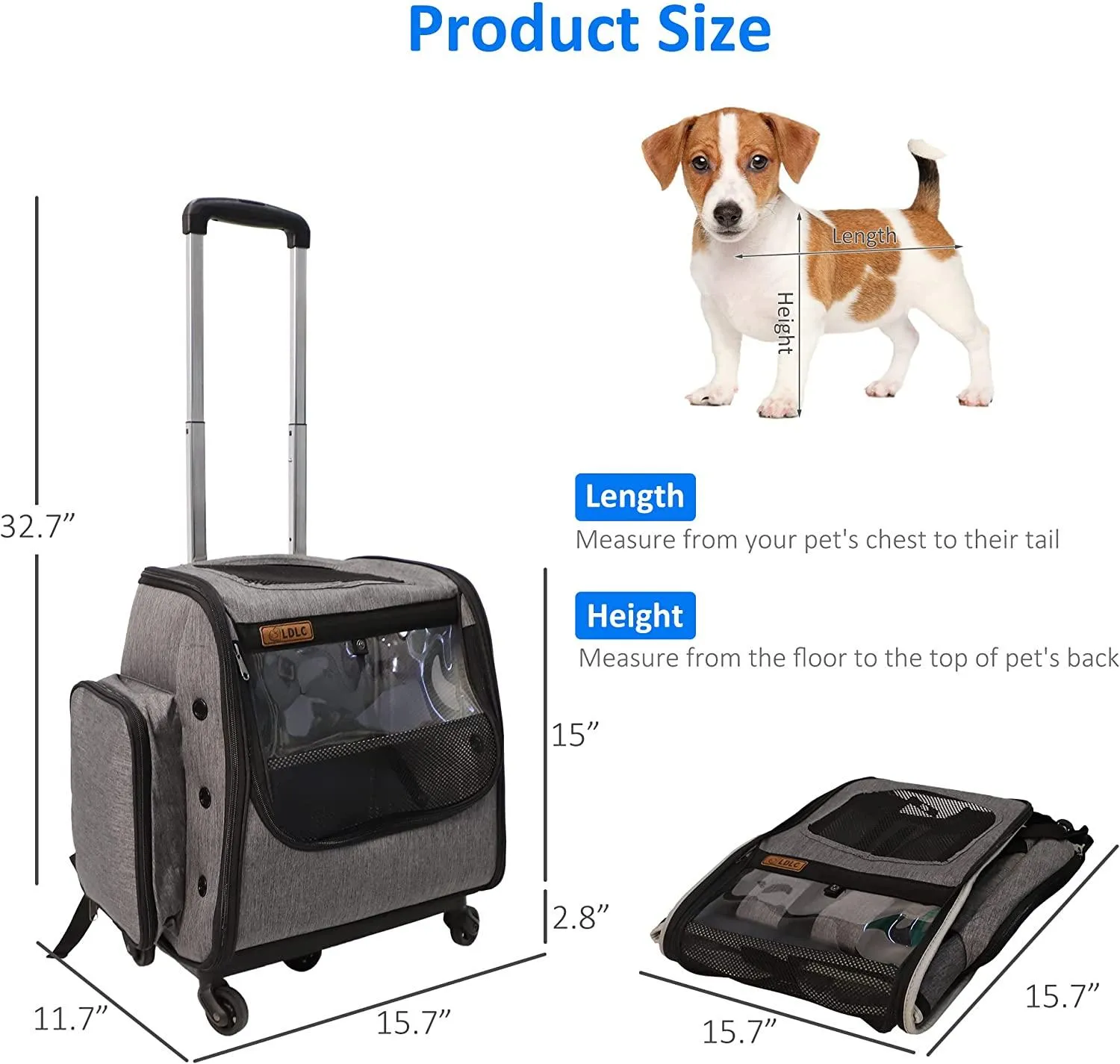 Cupets Pet Carrier Backpack, Airline Approved Pet Carrier with Removable Base, Telescopic Handle