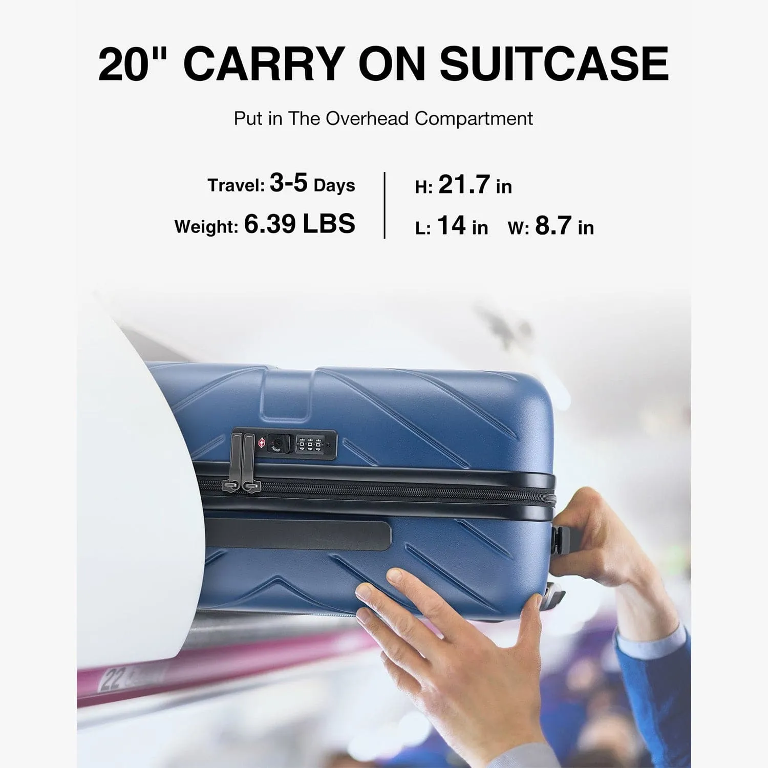 Daren 20 Inch Lightweight Hardside Carry-On Suitcase