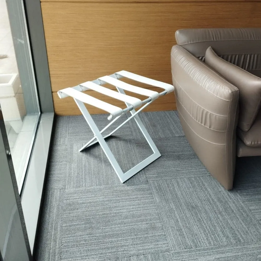 Foldable Metal Luggage Rack with Genuie Leather