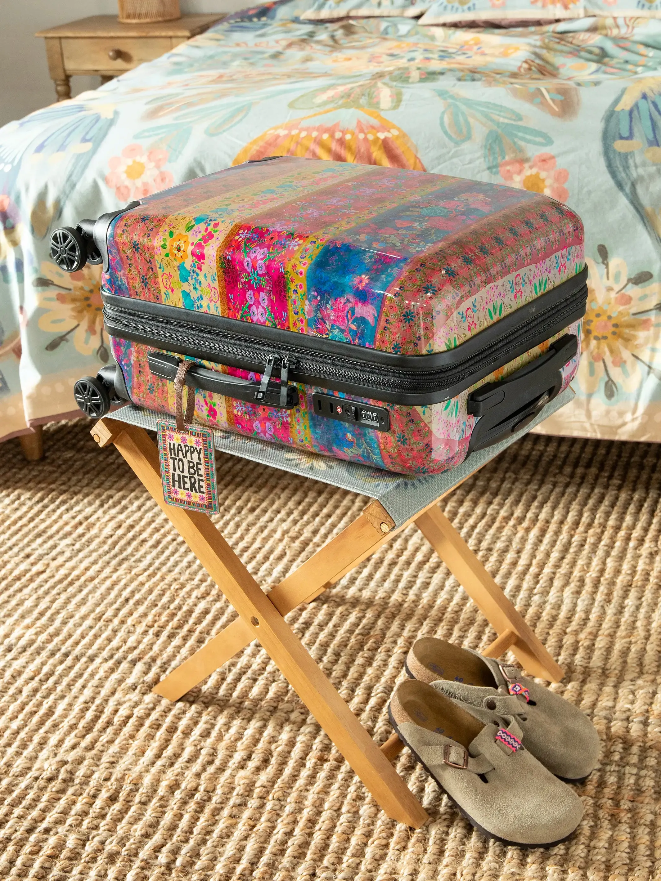 Folding Stool / Luggage Rack - Mandala Folk Garden