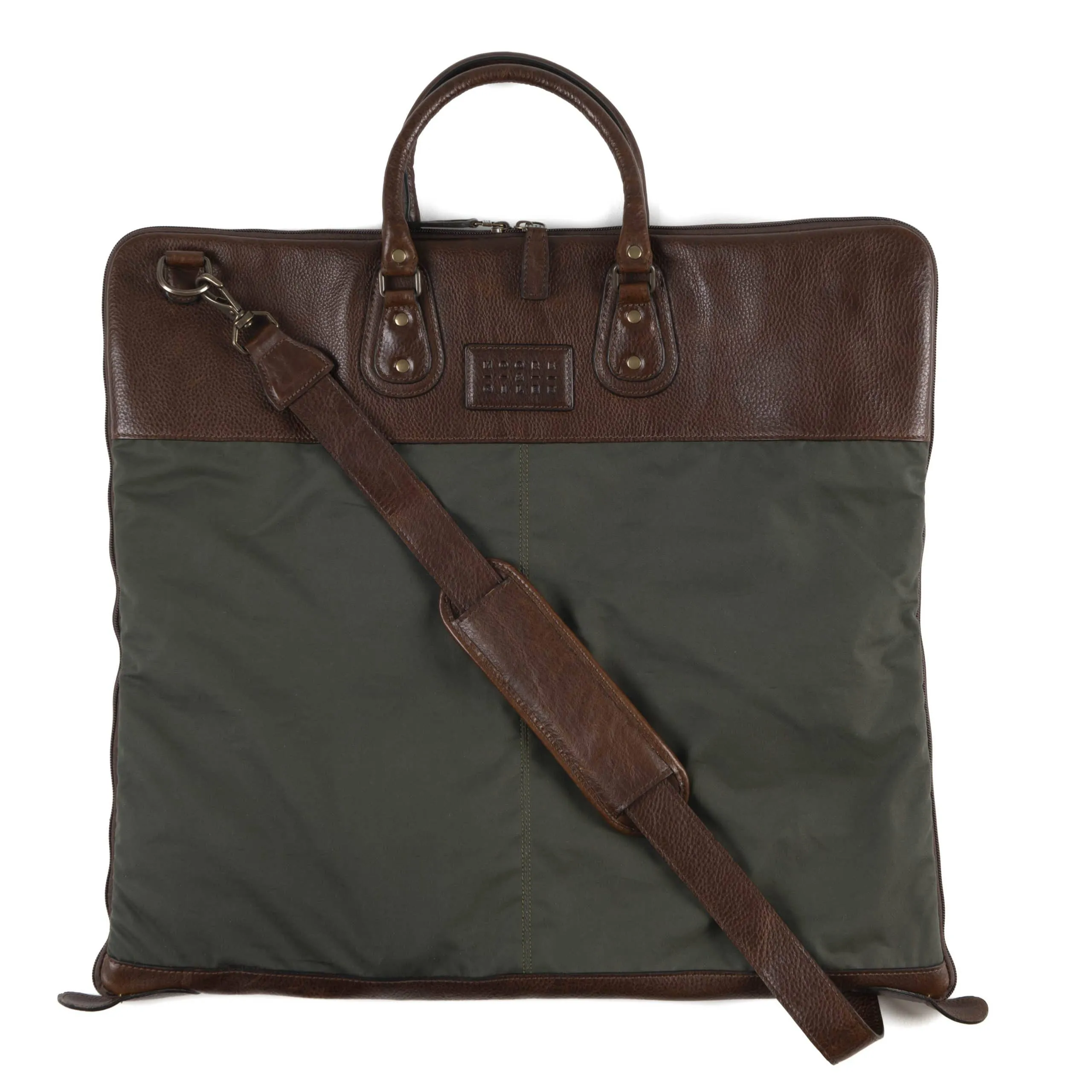 Gravely Garment Bag-  Ventile Olive & Titan Milled Brown