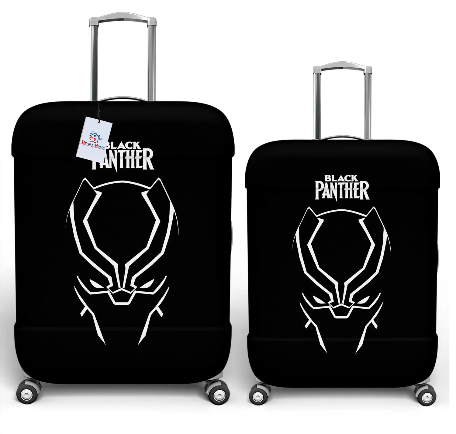 Heart Home Marvel Black Panther Luggage Cover | Polyester Travel Suitcase Cover | Washable | Stretchable Suitcase Cover | 22-26 Inch-Medium | 26-30 Inch-Large | Pack of 2 | Black