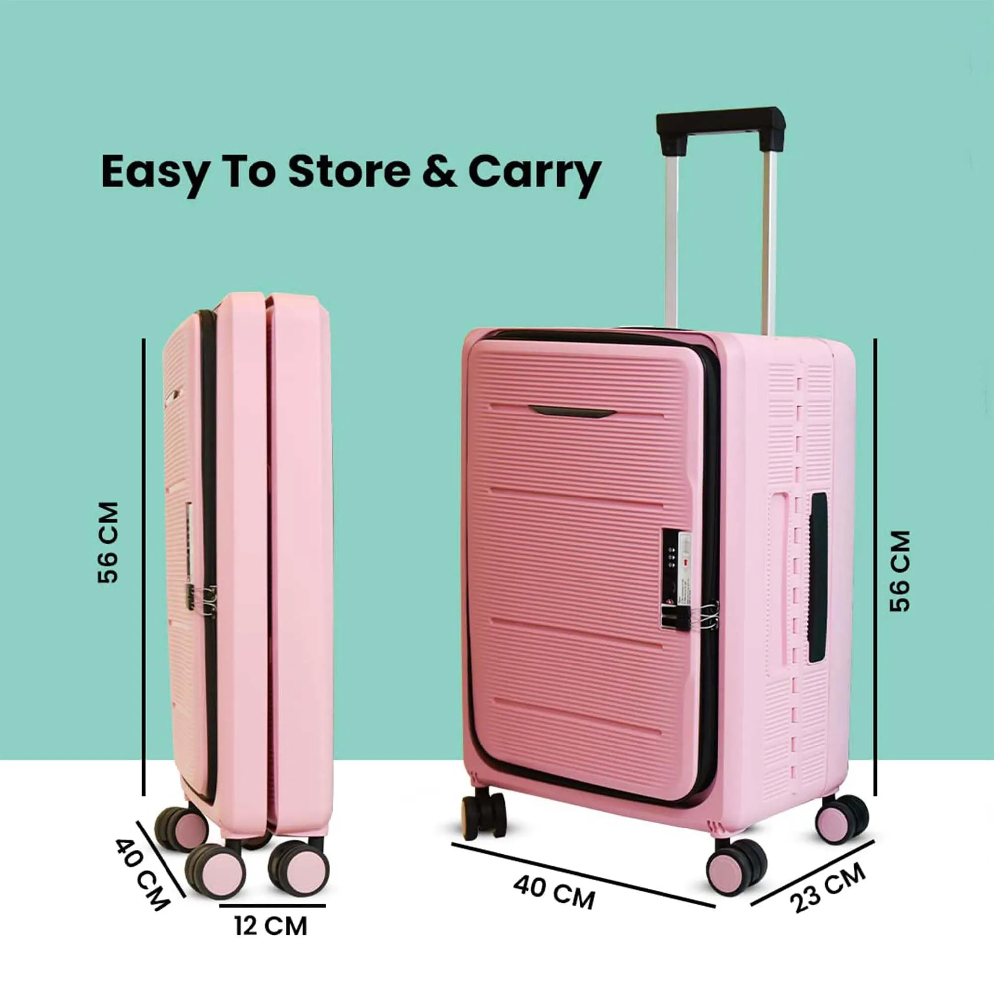 Kuber Industries 20inch Lightweight Collapsible Cabin Trolley Bags with 360 Degree Wheels | Expandable Carry-On Cabin Luggage Suitcase | Lock Foldable Bag for Travel | USHA20P-Rose Pink