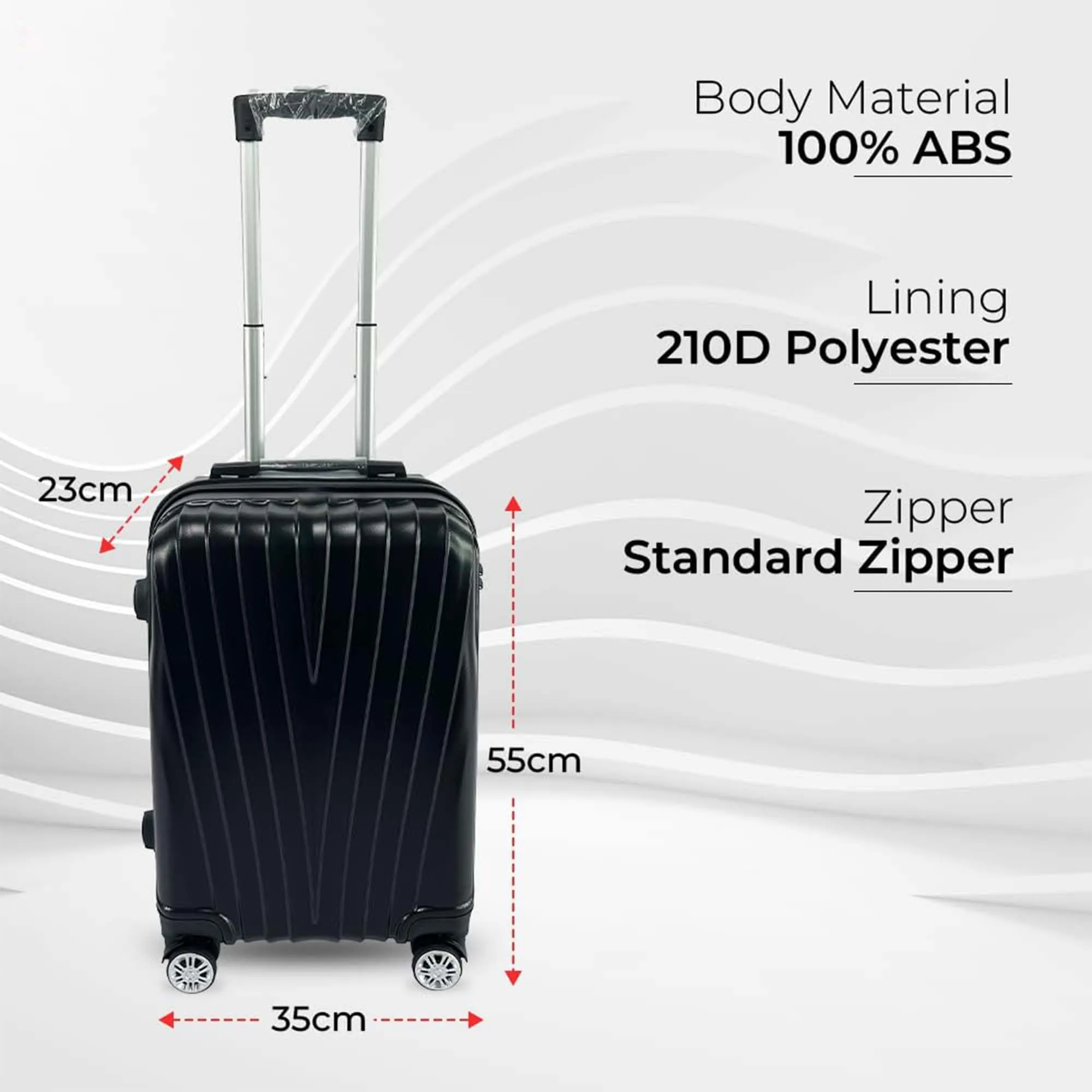 Kuber Industries 20inch Strong & Lightweight Cabin Trolley Bags with 360 Degree Rotating Wheels | Expandable Carry-On Cabin Luggage Suitcase | Bags for Travelling | 611020BLK-Black