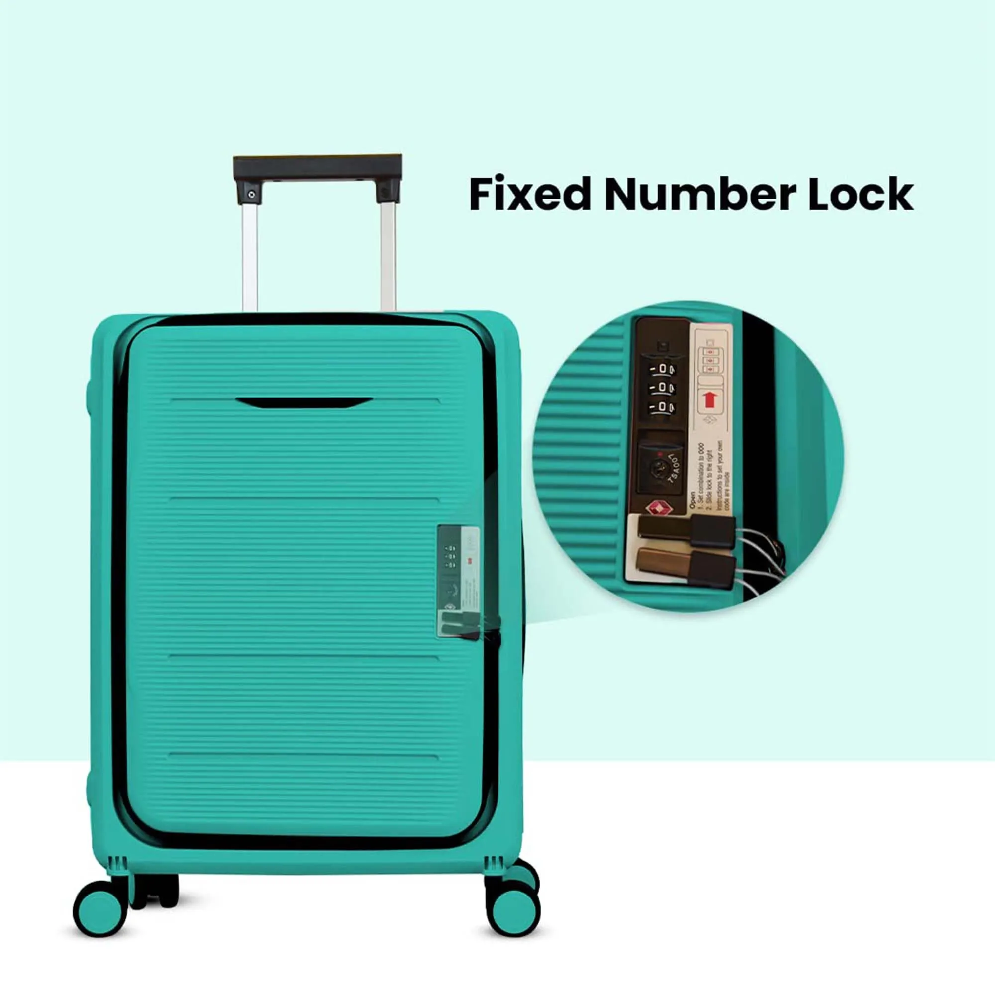 Kuber Industries 24inch Lightweight Collapsible Cabin Trolley Bags with 360 Degree Wheels | Expandable Carry-On Cabin Luggage Suitcase | Lock Foldable Bag for Travel | USHA24M-Light Mint