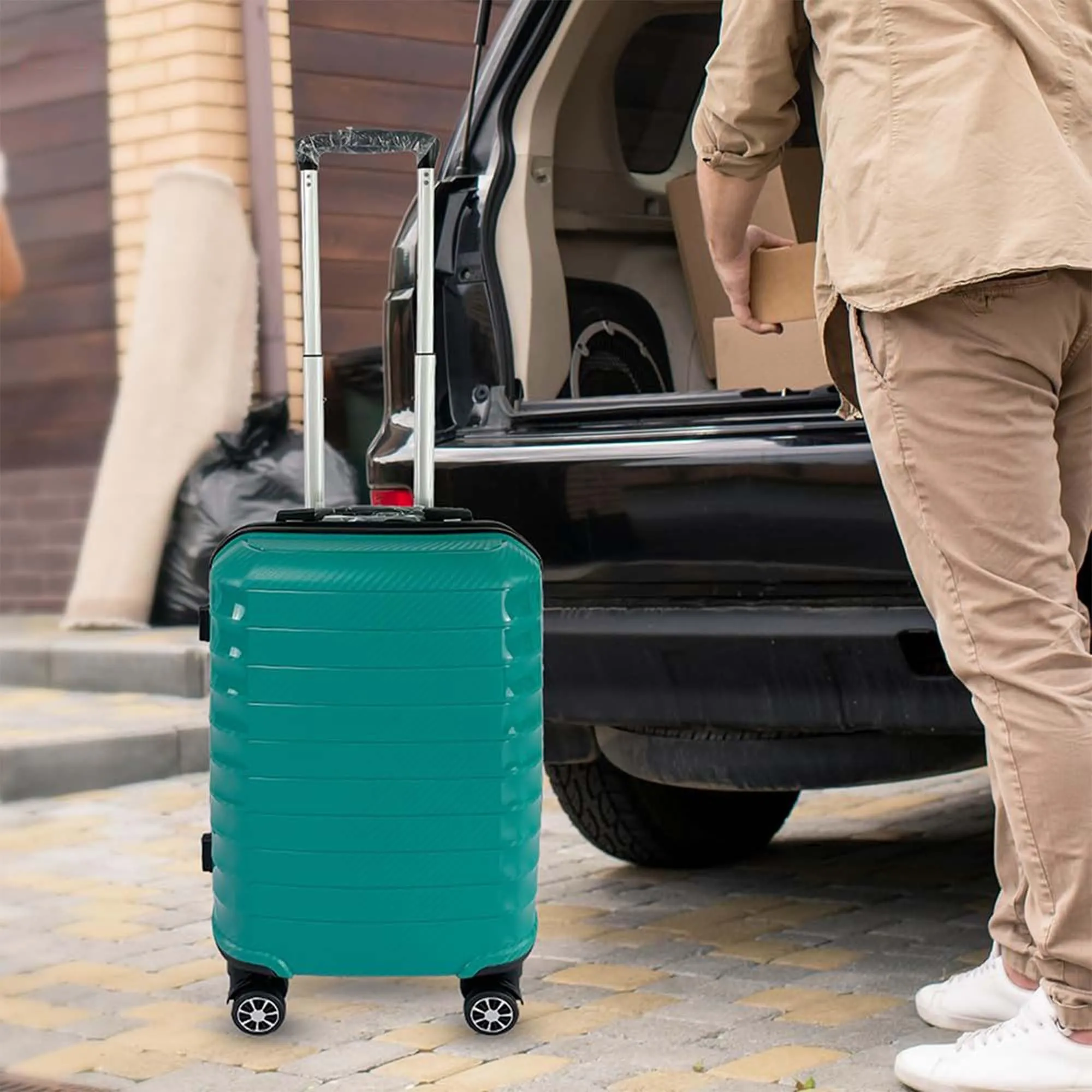 Kuber Industries 24inch Strong & Lightweight Cabin Trolley Bags with 360 Degree Rotating Wheels | Expandable Carry-On Cabin Luggage Suitcase | Bags for Travelling | PP103024OGRN-Sea Green