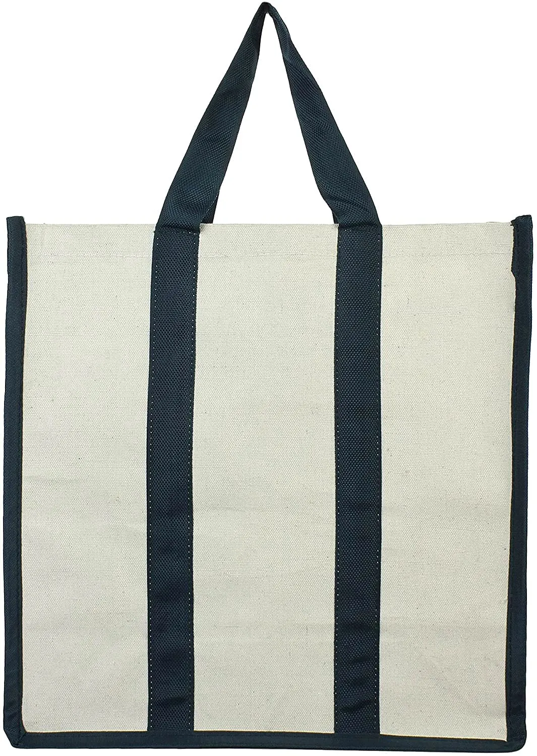 Kuber Industries Canvas Foldable Shopping Bag for Ladies|Travel Tote Bag|Grocery Bag For Daily Use (Cream & Black)