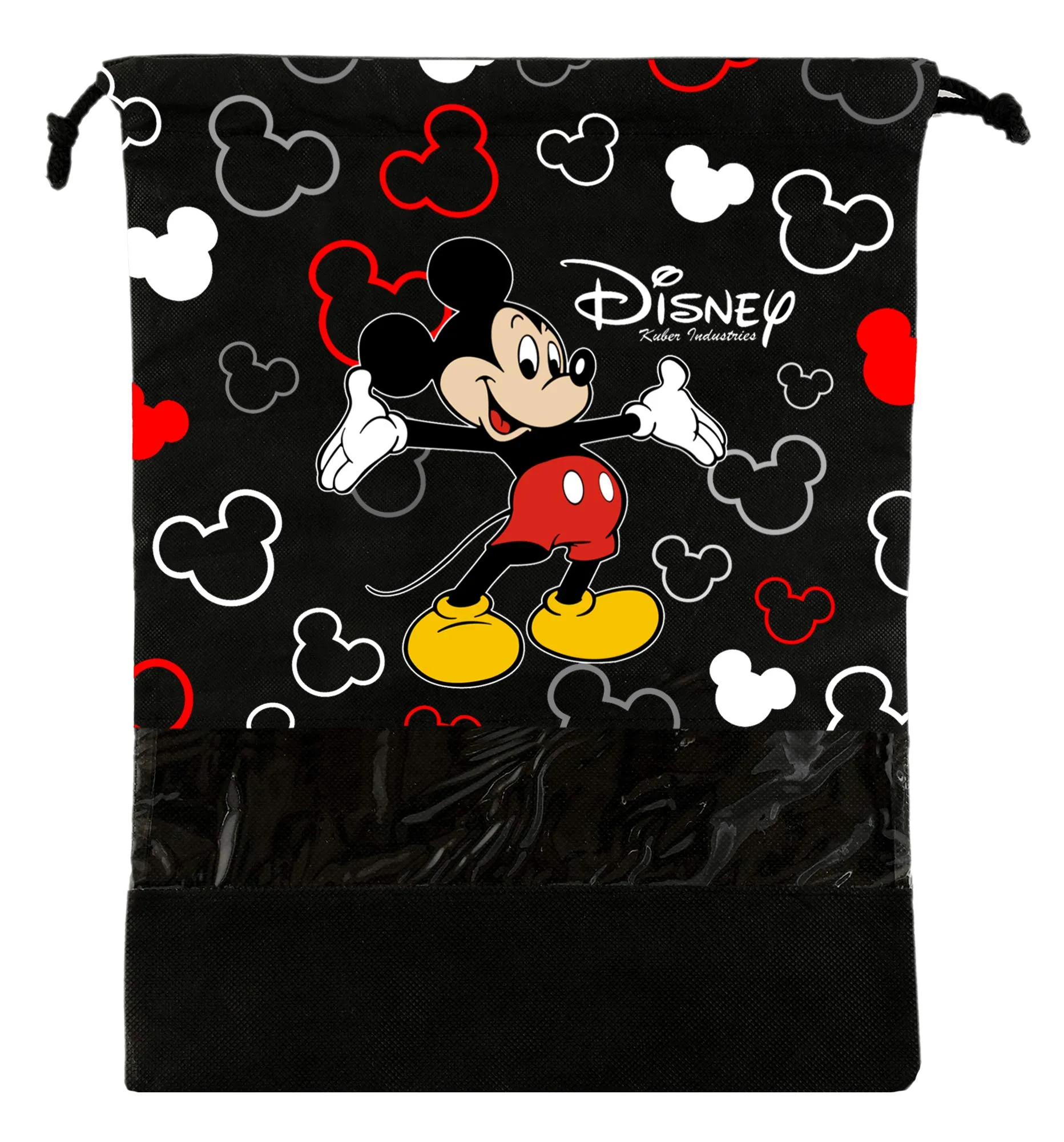 Kuber Industries Disney Mickey Print 6 Piece Non Woven Travel Shoe Cover, String Bag Organizer (Black) -HS_35_KUBMARTS17971