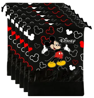 Kuber Industries Disney Mickey Print 6 Piece Non Woven Travel Shoe Cover, String Bag Organizer (Black) -HS_35_KUBMARTS17971