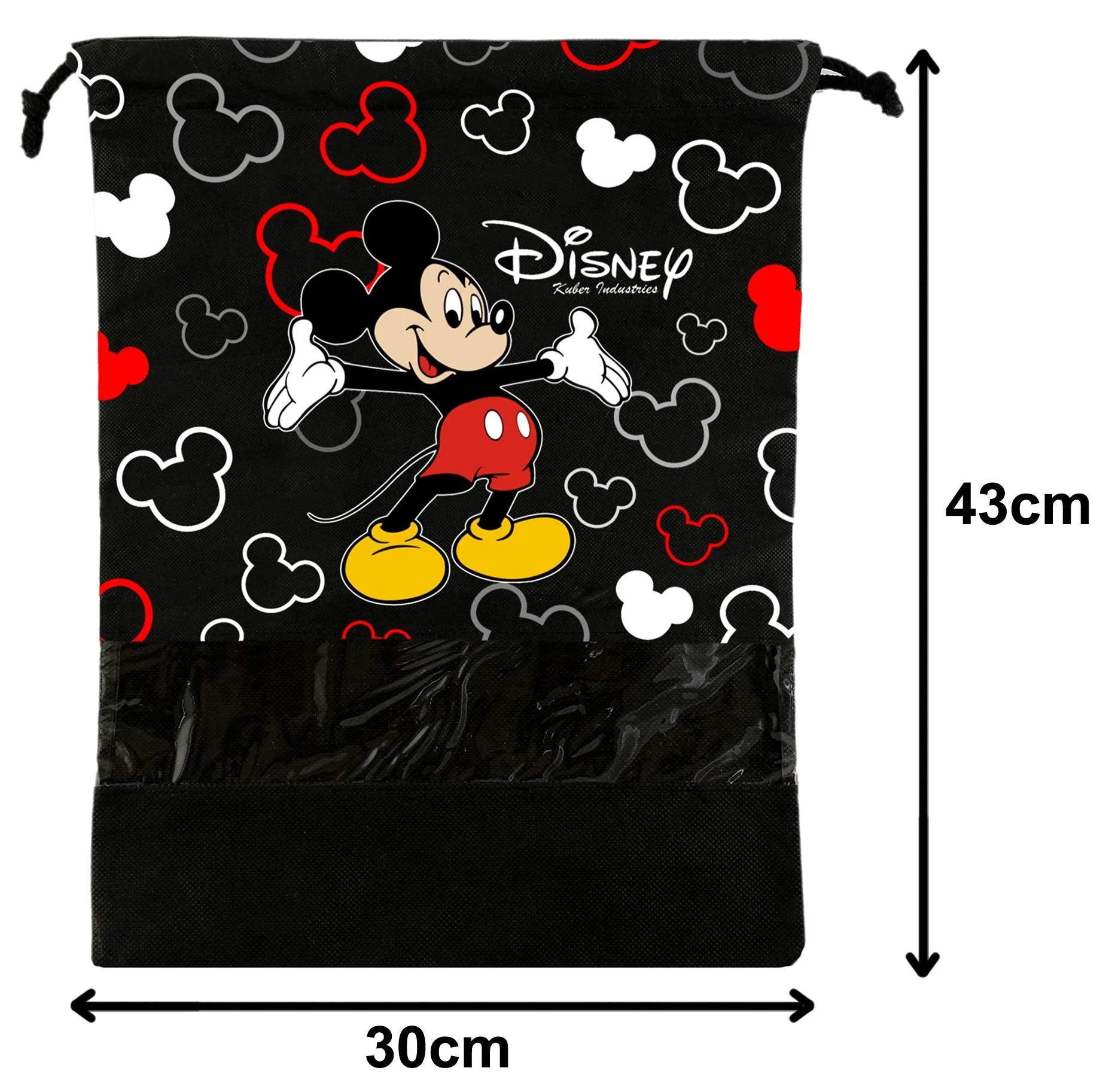 Kuber Industries Disney Mickey Print 6 Piece Non Woven Travel Shoe Cover, String Bag Organizer (Black) -HS_35_KUBMARTS17971