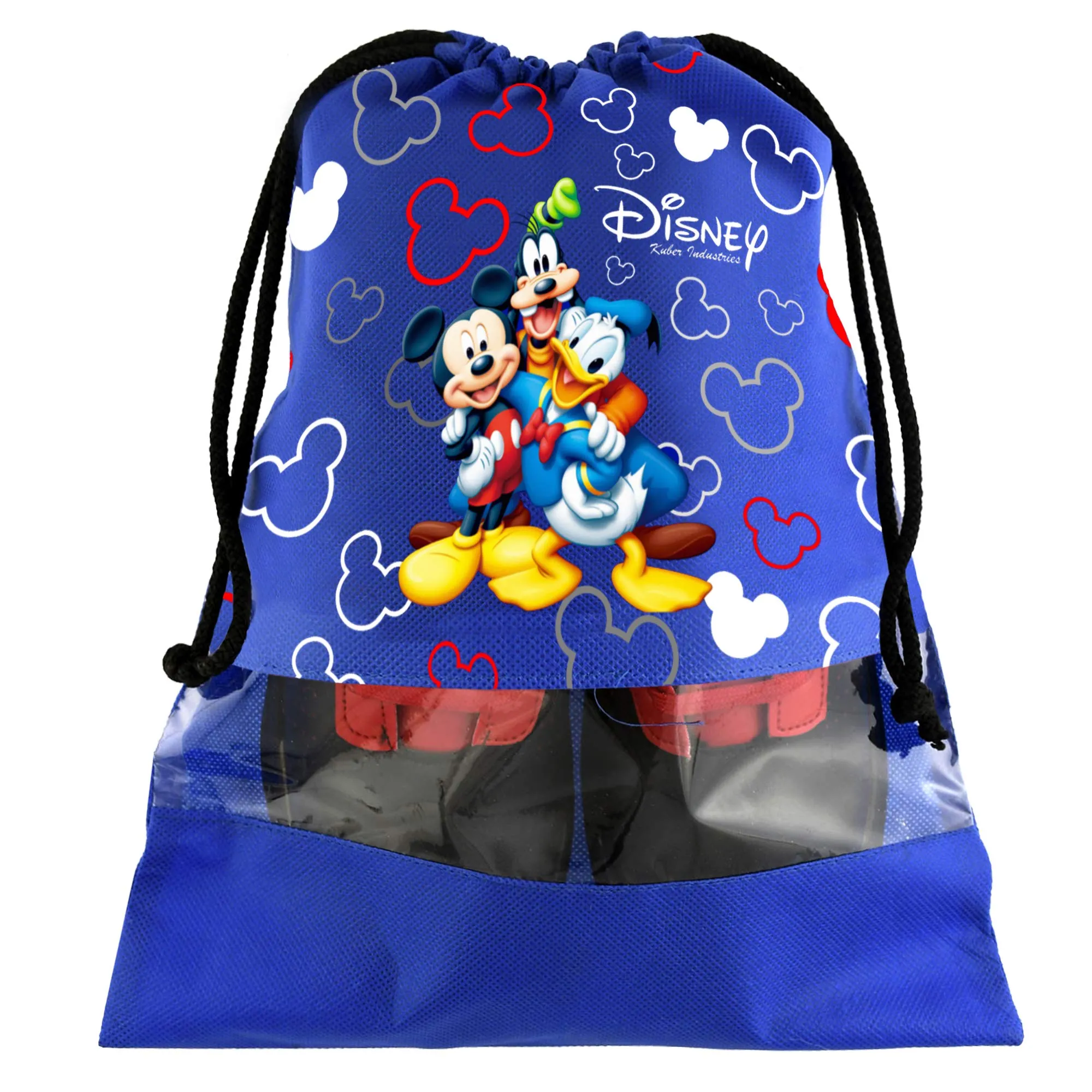 Kuber Industries Disney Print 12 Piece Non Woven Travel Shoe Cover, String Bag Organizer (Black & Royal Blue & Grey) -HS_35_KUBMARTS18067