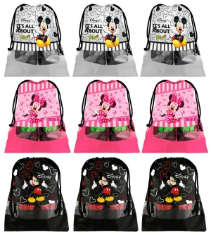 Kuber Industries Portable Travel Shoe Bags Dust-Proof Shoe Organizer Space Saving Storage Bags, Disney Print (Set of 9,Black & Grey & Pink) -HS_35_LUGGAGE18046