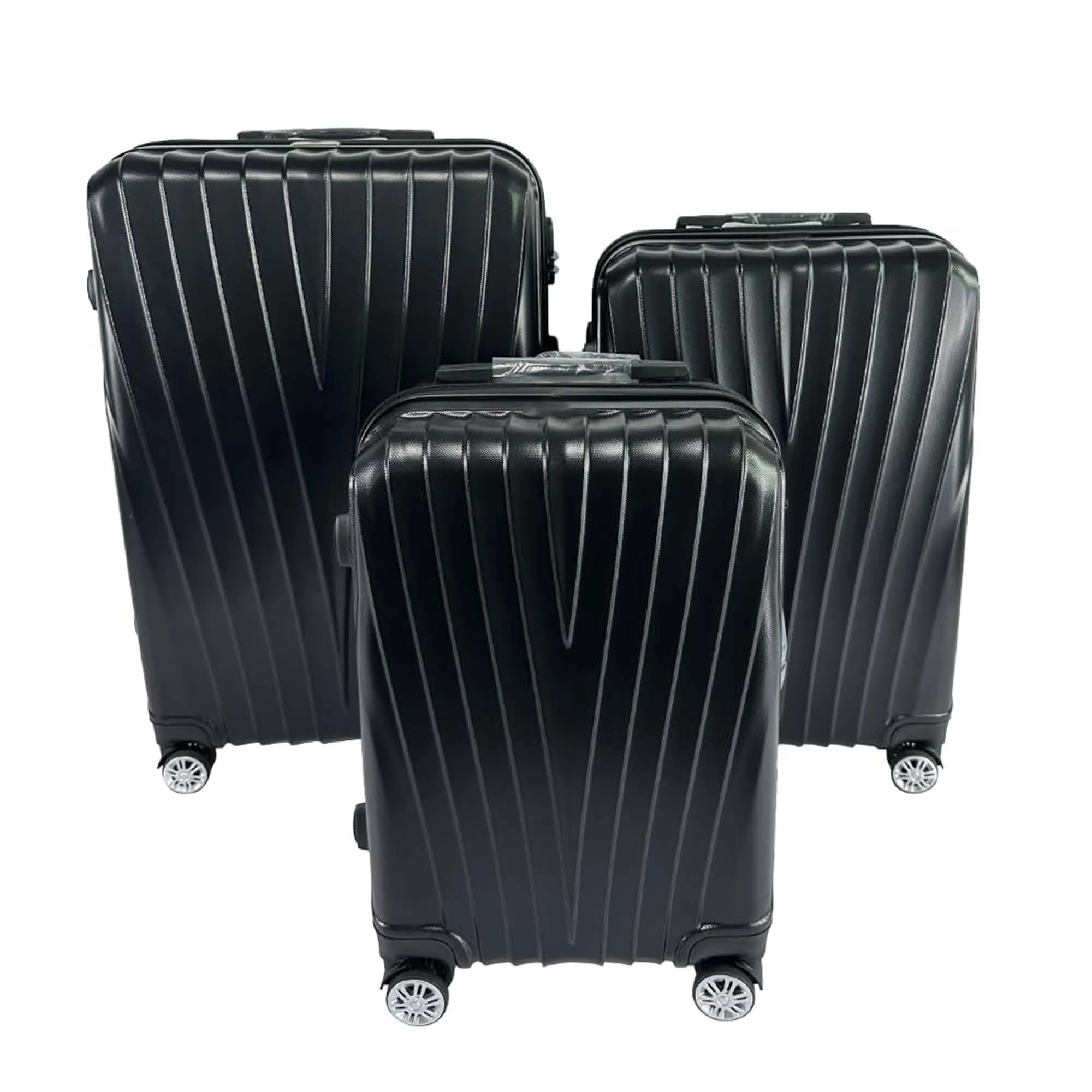 Kuber Industries Set of 3 Lightweight 20inch, 24inch, 28inch Cabin Trolley Bags with 360 Degree Wheels | Expandable Carry-On Cabin Luggage Suitcase | Bags for Travel | 61103PCBLK-Black