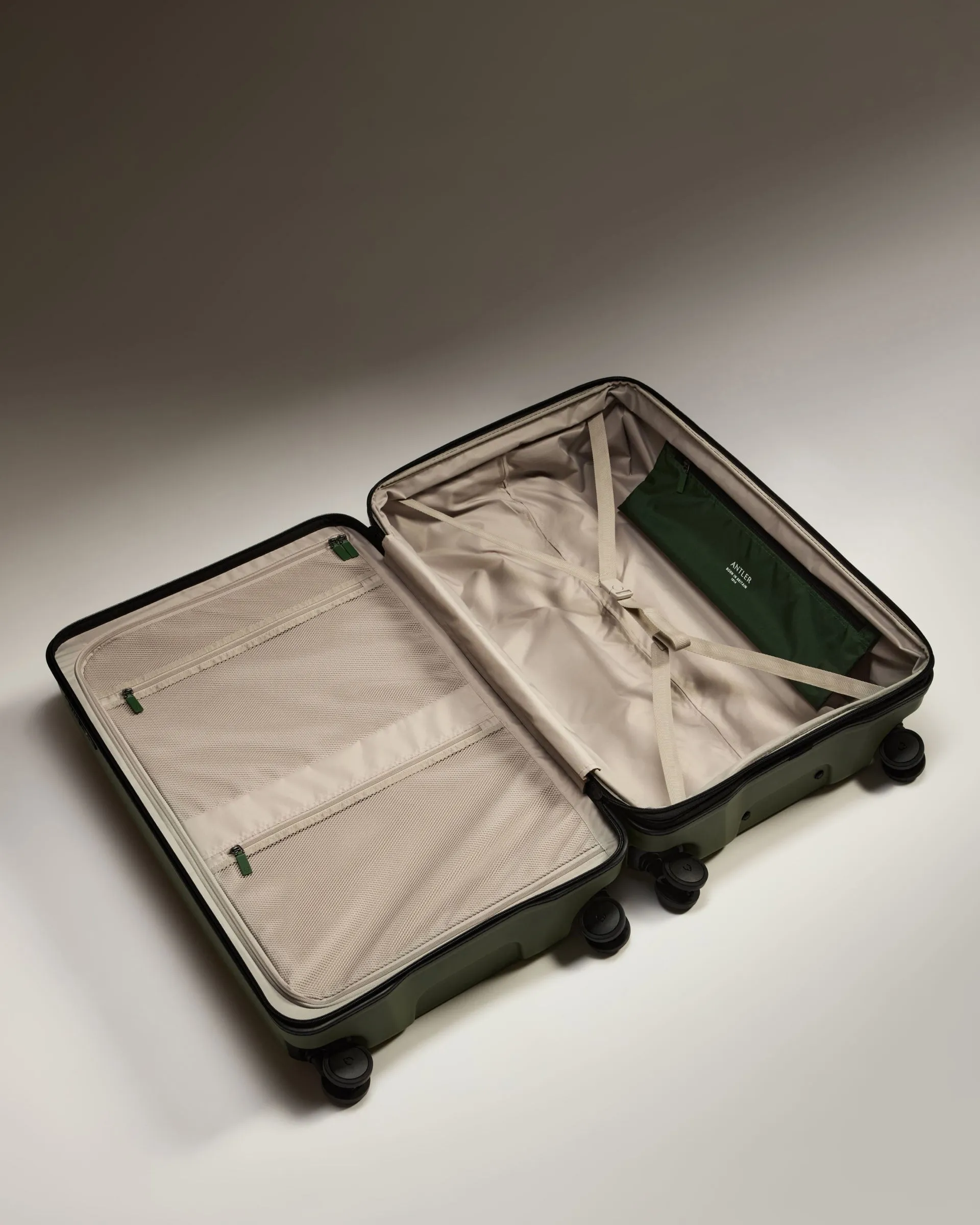 Large Cabin Suitcase Set in Fern Green - Icon Stripe