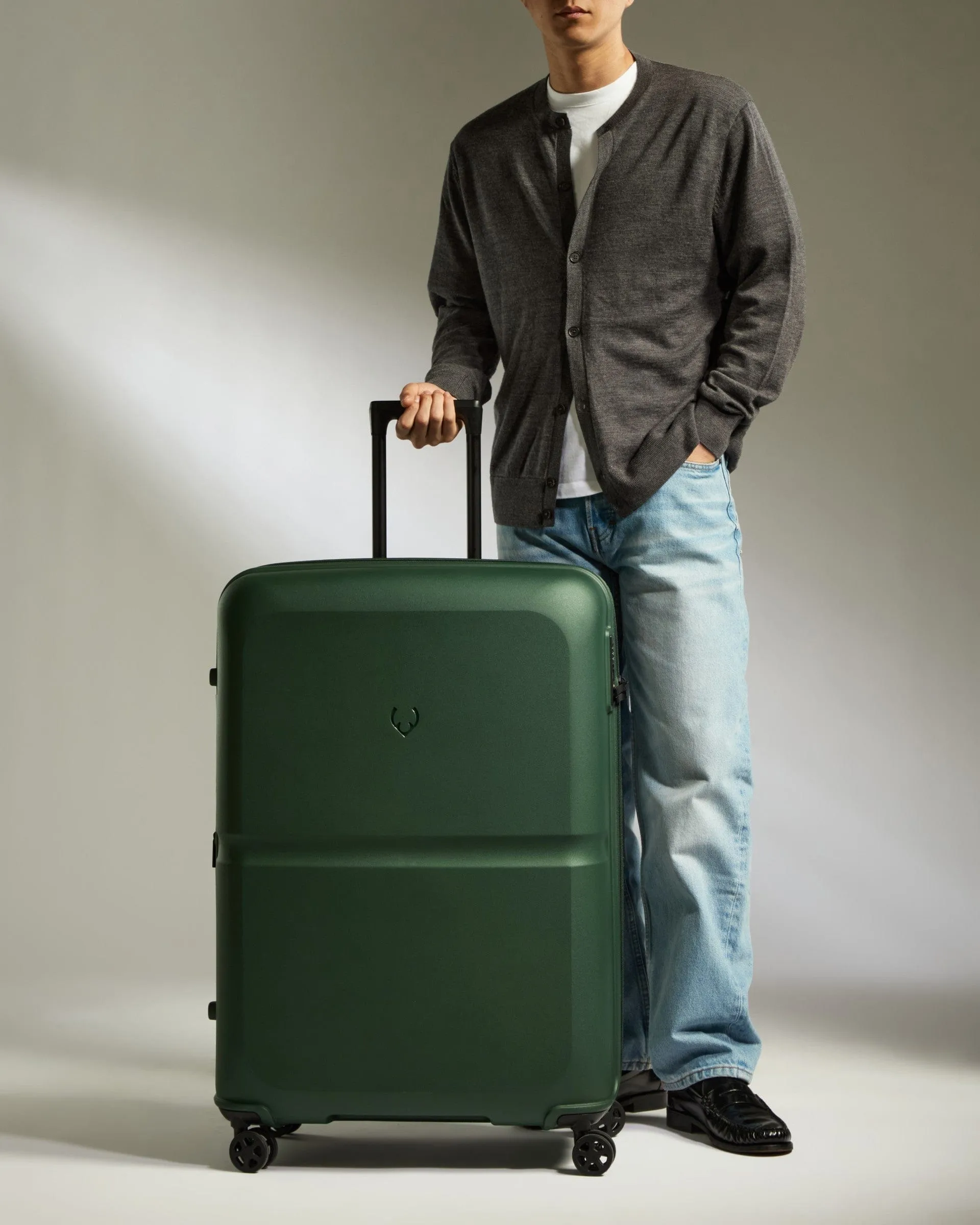 Large Suitcase in Antler Green - Single Stripe