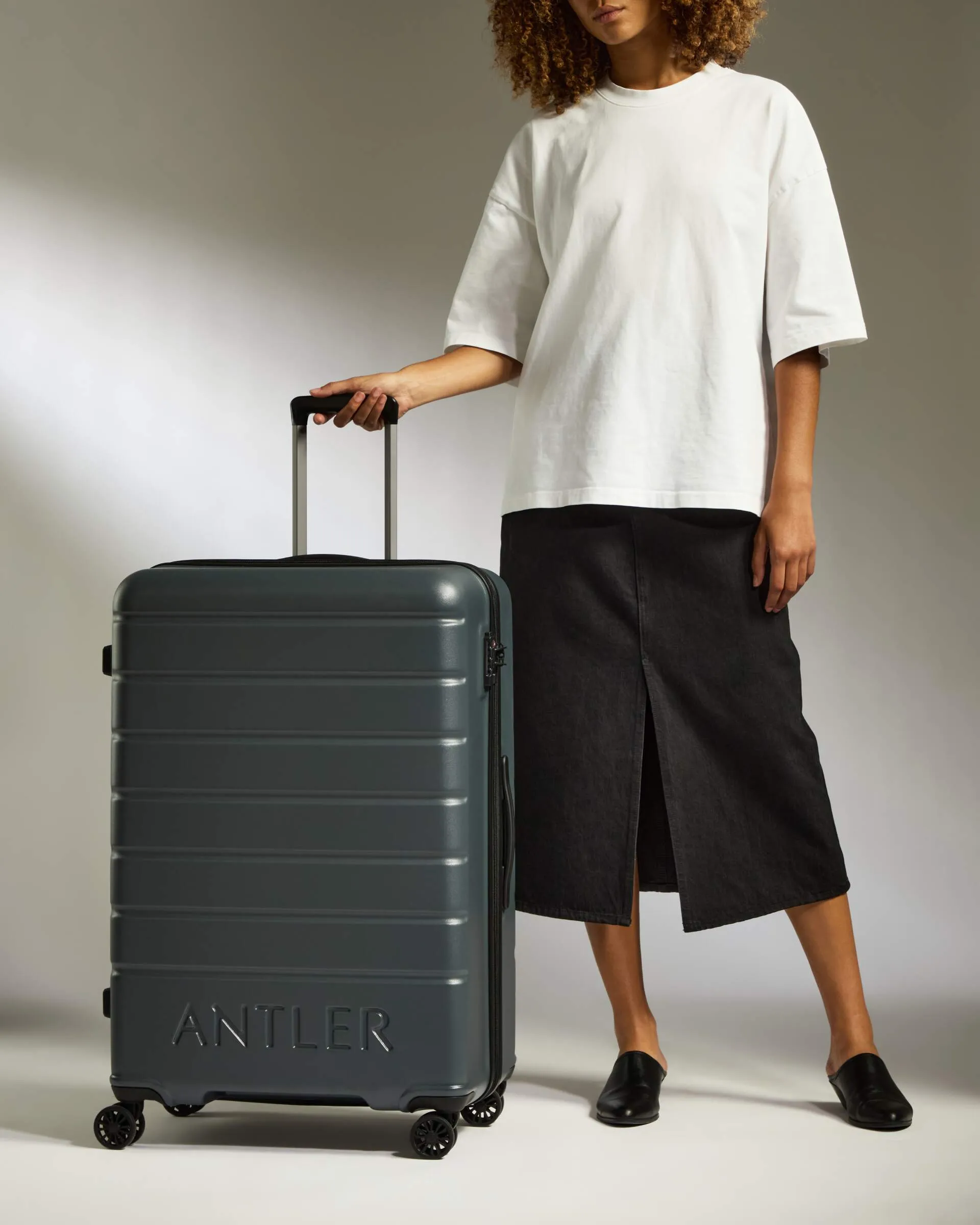 Large Suitcase in Granite Grey - Logo