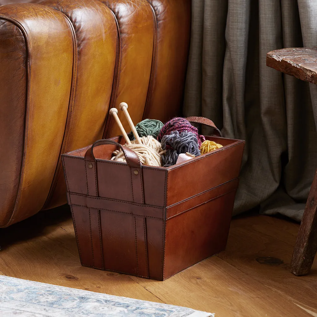 Leather Classic Baskets - Set Of Two