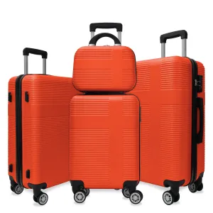 Luggage 4 Piece Set with Spinner Wheels, Hardshell Lightweight Suitcase with TSA Lock,Checked Luggage,Orange(12/20/24/28in)