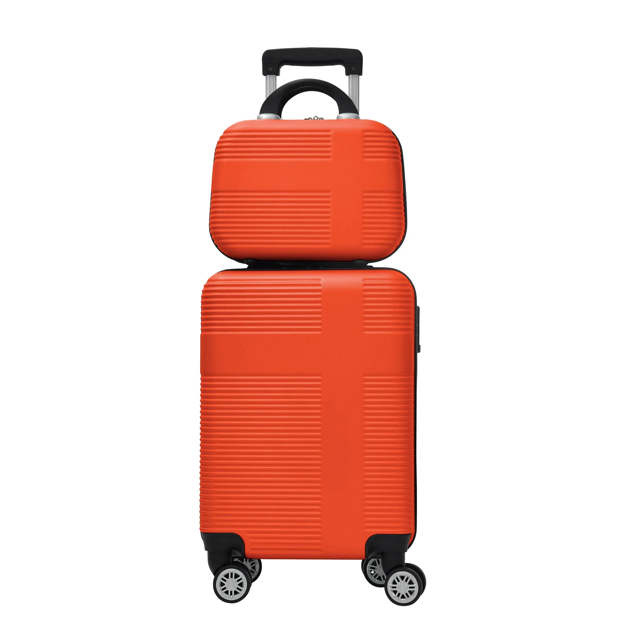 Luggage 4 Piece Set with Spinner Wheels, Hardshell Lightweight Suitcase with TSA Lock,Checked Luggage,Orange(12/20/24/28in)