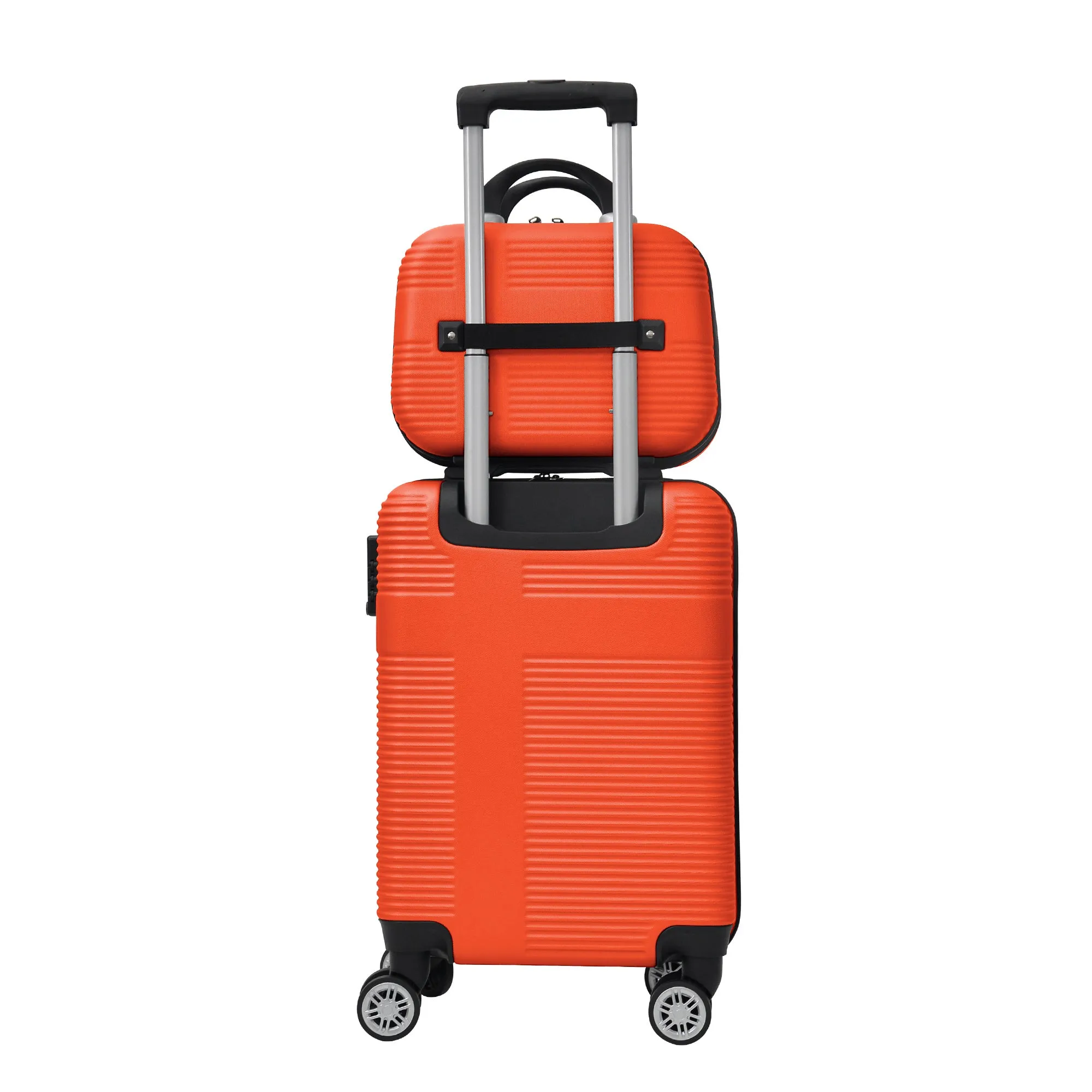 Luggage 4 Piece Set with Spinner Wheels, Hardshell Lightweight Suitcase with TSA Lock,Checked Luggage,Orange(12/20/24/28in)