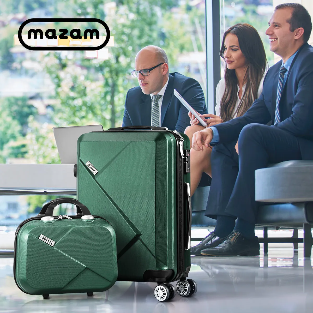 Mazam 2PCS Luggage Suitcase Trolley Set Travel TSA Lock Storage Hard Case Green