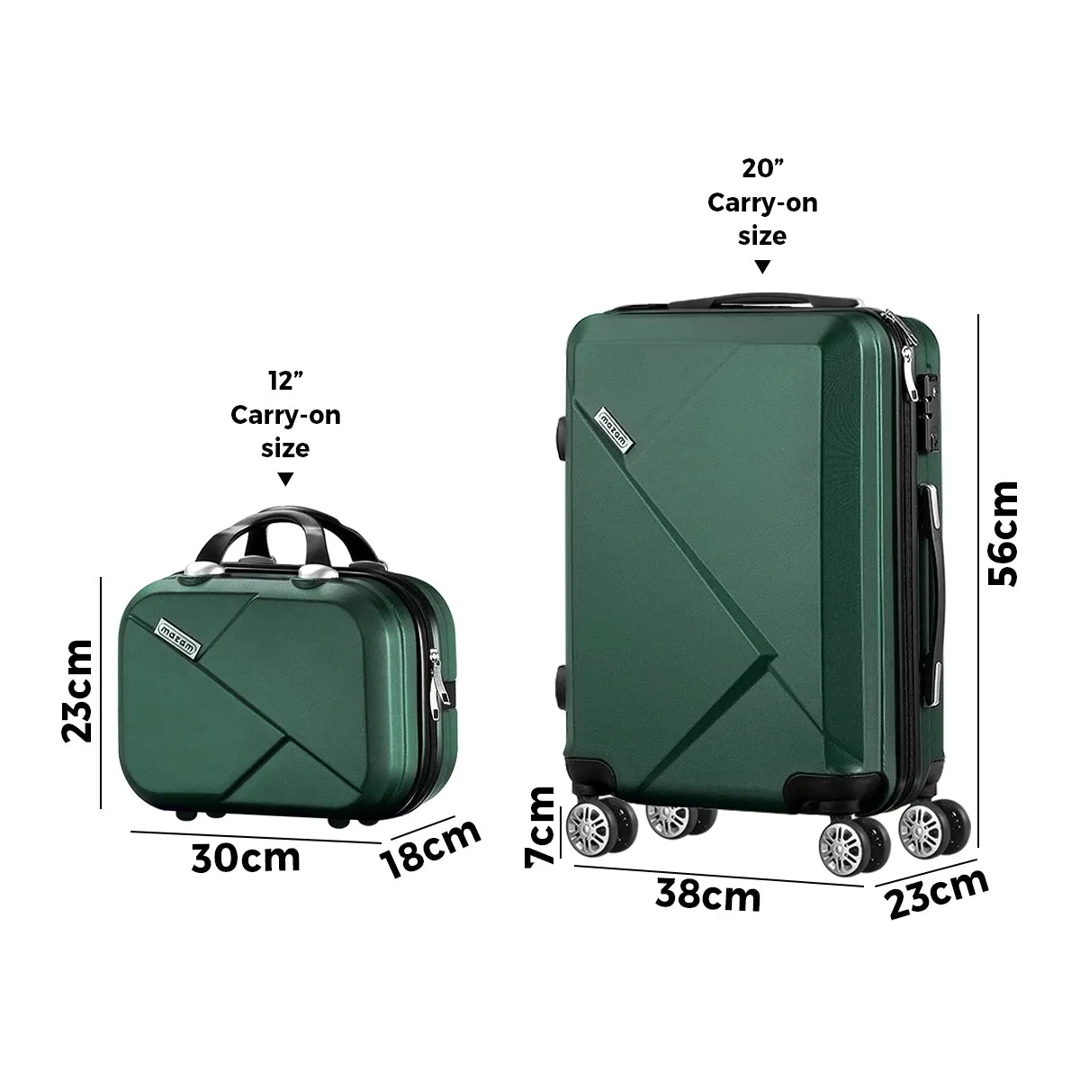 Mazam 2PCS Luggage Suitcase Trolley Set Travel TSA Lock Storage Hard Case Green