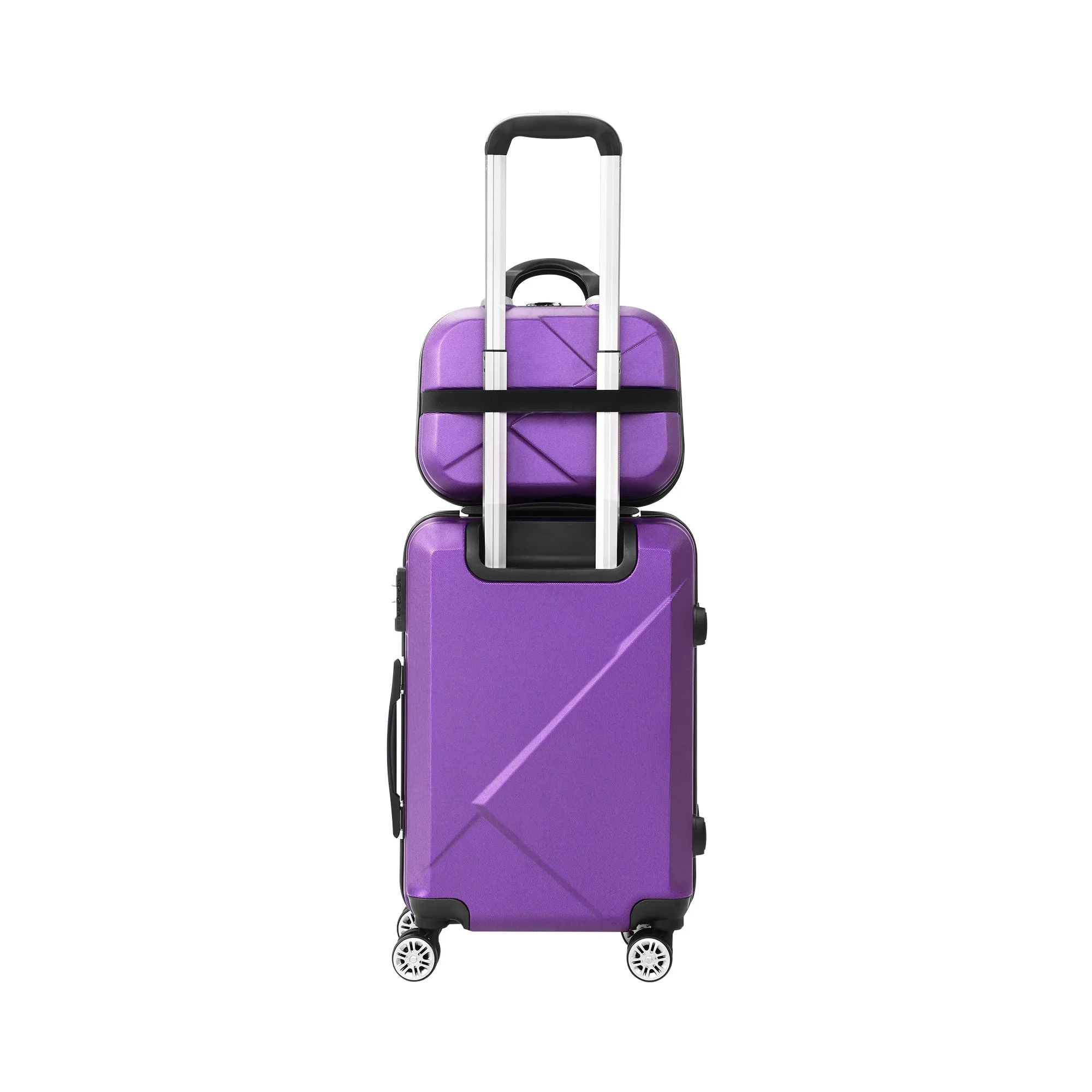 Mazam 2PCS Luggage Suitcase Trolley Set Travel TSA Lock Storage Hard Case Purple