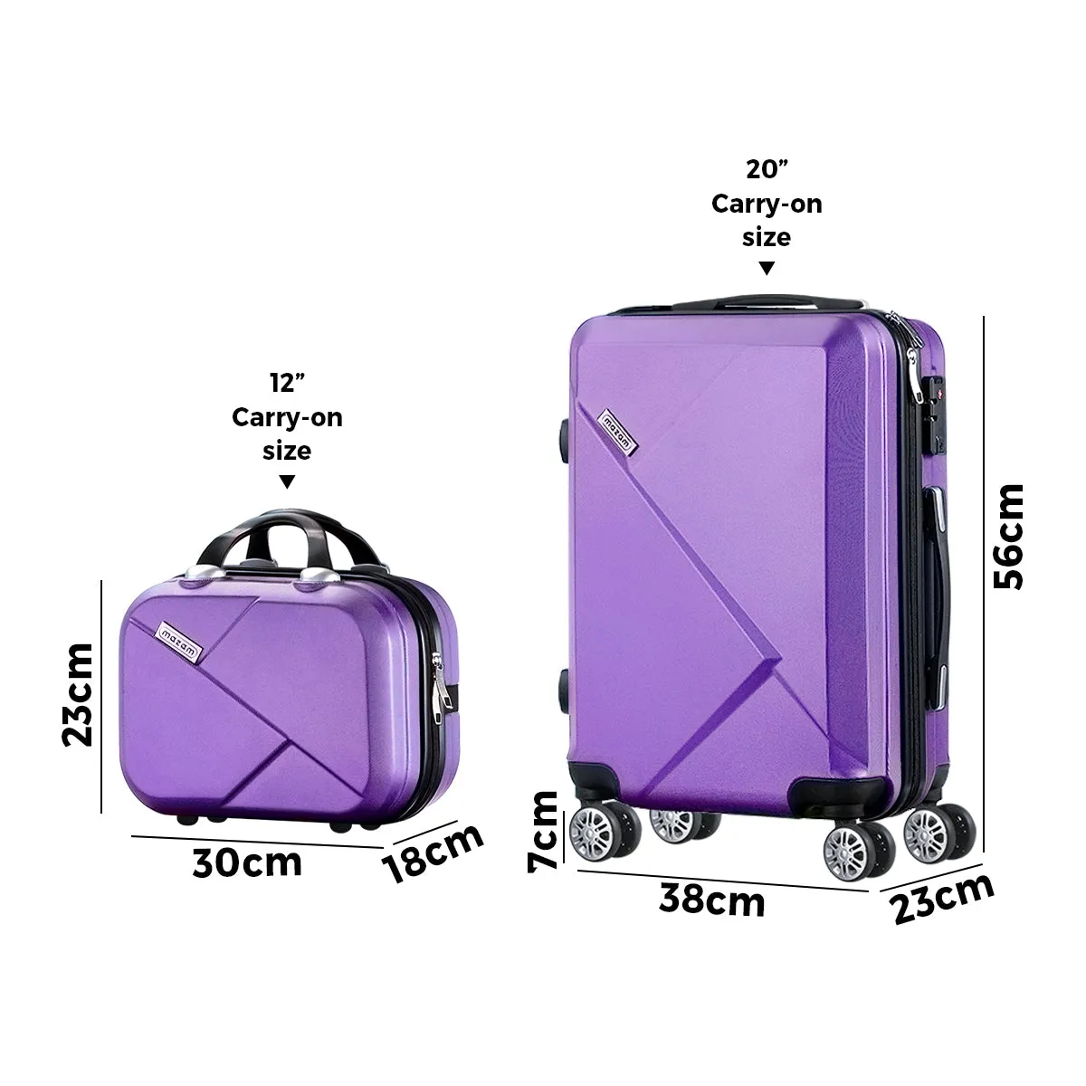 Mazam 2PCS Luggage Suitcase Trolley Set Travel TSA Lock Storage Hard Case Purple