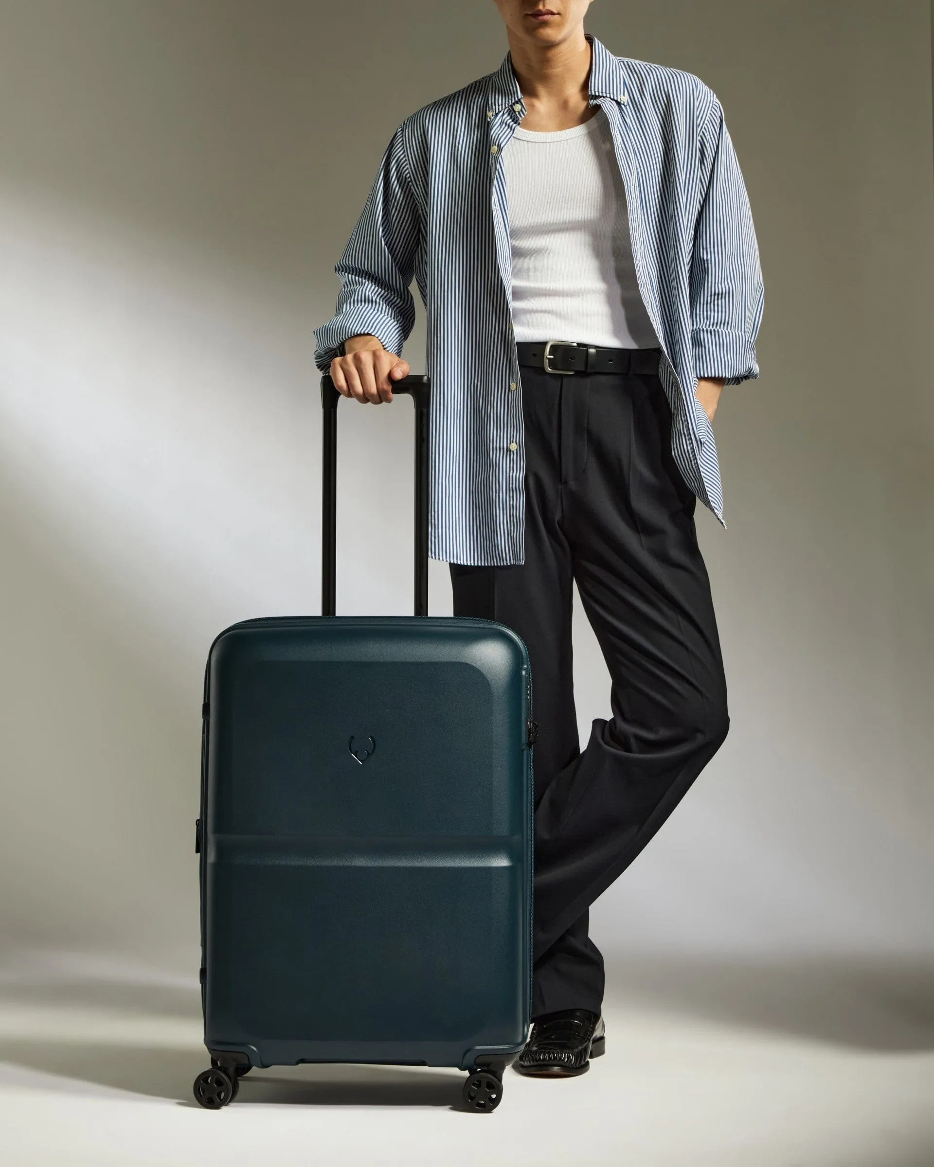 Medium Suitcase in Indigo Blue - Single Stripe