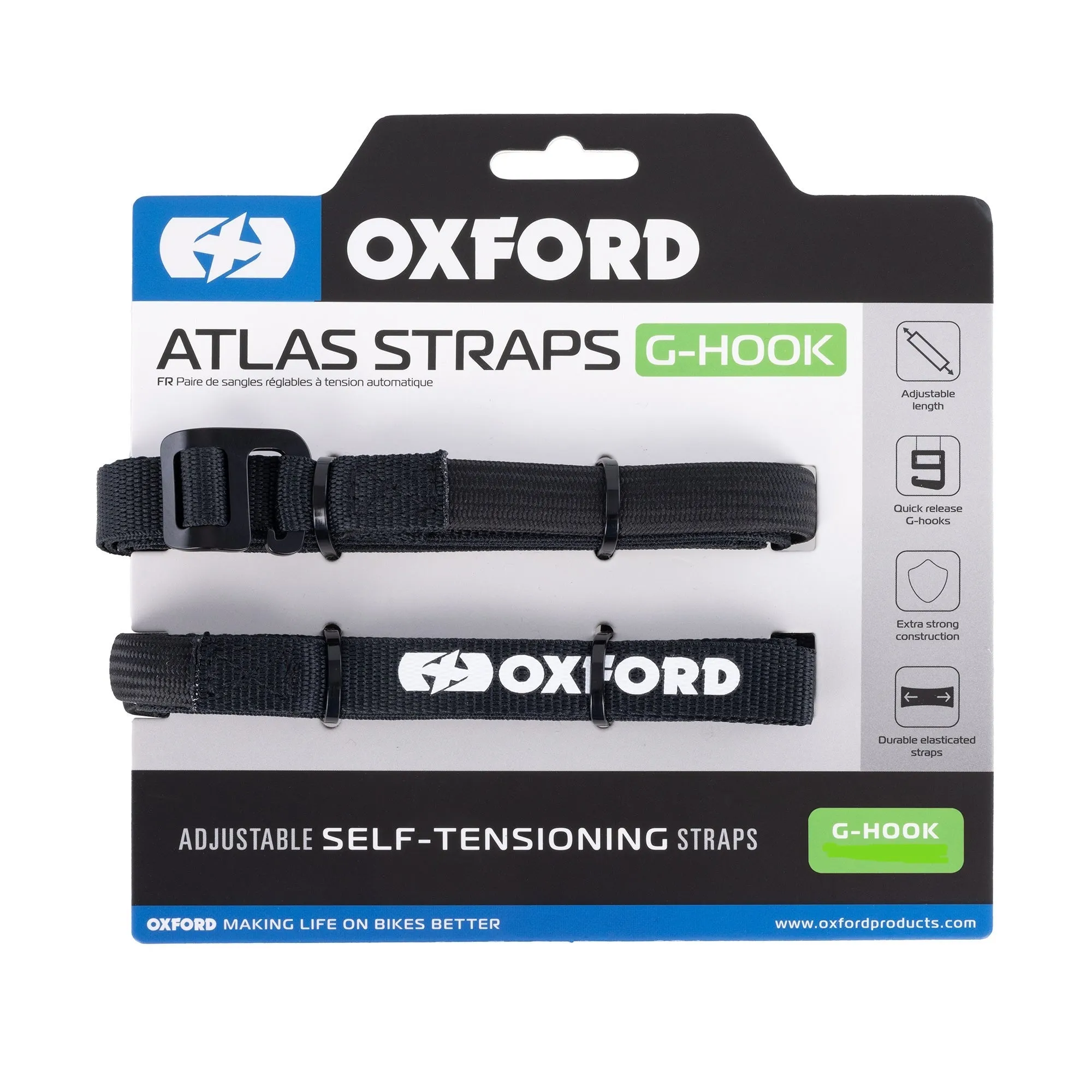 Oxford Atlas G-Hook 17mm x (1.2M or 2M) Black (Pair)