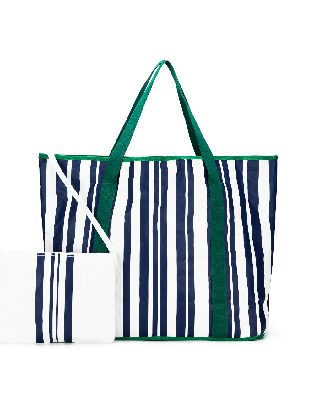 Sabbia Beach Bag Large - Green Stripe