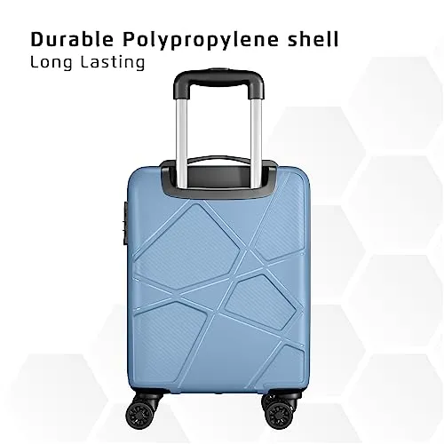 Safari Pentagon Plus 55 cms Small Size Cabin Hardside Polypropylene 8 Wheels Luggage/Suitcase/Trolley Bag with TSA Lock (Slate Blue)