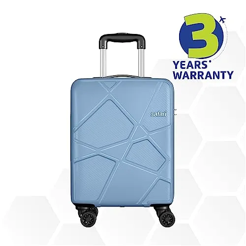 Safari Pentagon Plus 55 cms Small Size Cabin Hardside Polypropylene 8 Wheels Luggage/Suitcase/Trolley Bag with TSA Lock (Slate Blue)