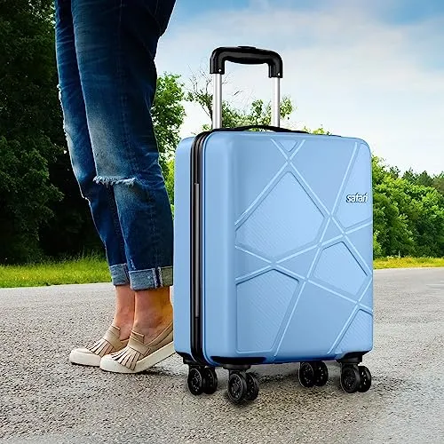 Safari Pentagon Plus 55 cms Small Size Cabin Hardside Polypropylene 8 Wheels Luggage/Suitcase/Trolley Bag with TSA Lock (Slate Blue)