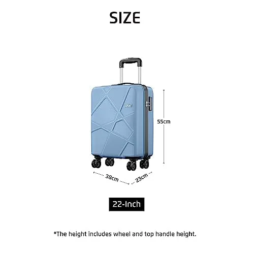 Safari Pentagon Plus 55 cms Small Size Cabin Hardside Polypropylene 8 Wheels Luggage/Suitcase/Trolley Bag with TSA Lock (Slate Blue)