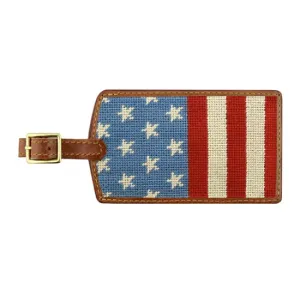 Stars and Stripes Needlepoint Luggage Tag