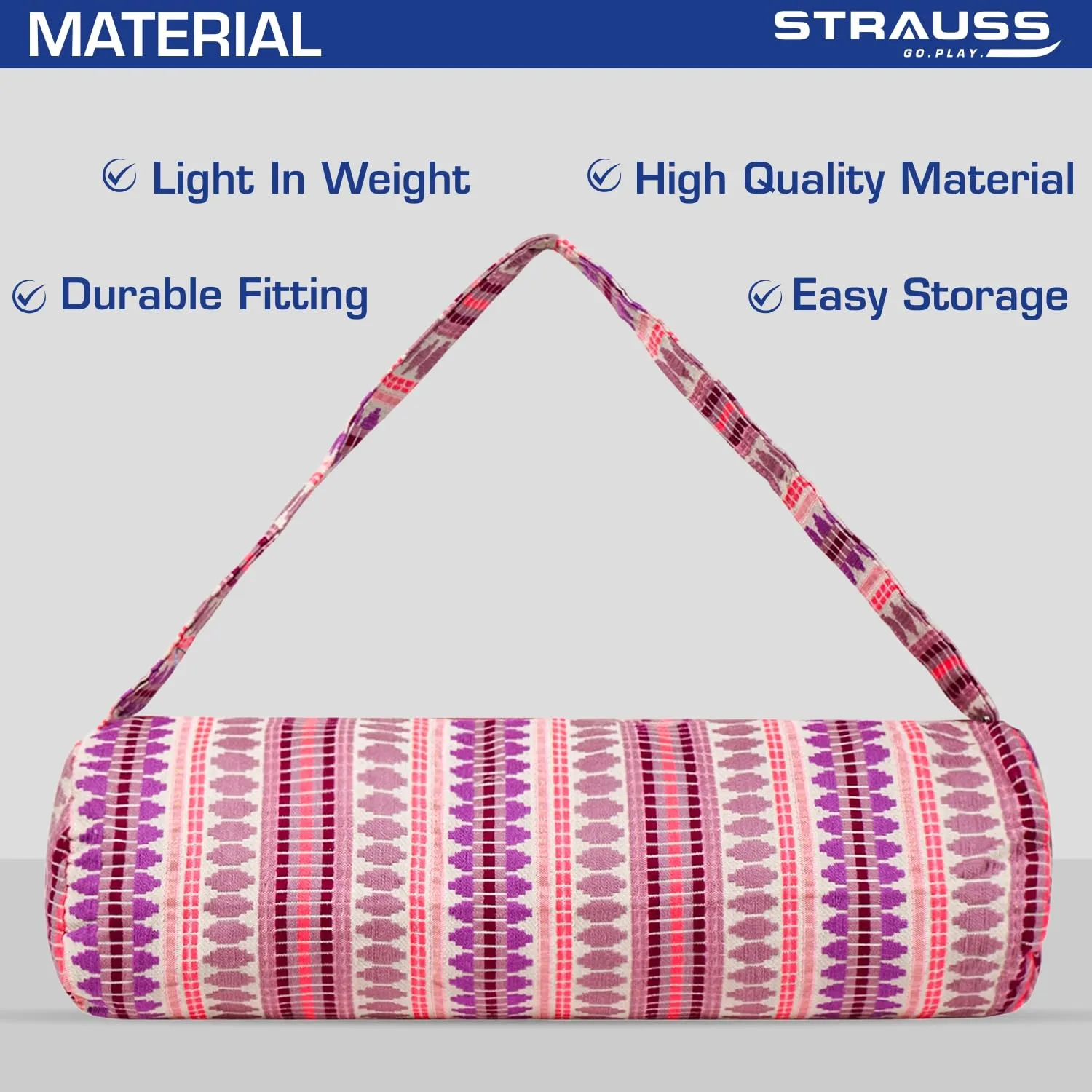 Strauss Jacquard Gym Bag | for Both Men and Women |Breathable, Durable and Long- Lasting| Suitable for Travel and Gym | Eco- Friendly and Washable |(Red Pattern)