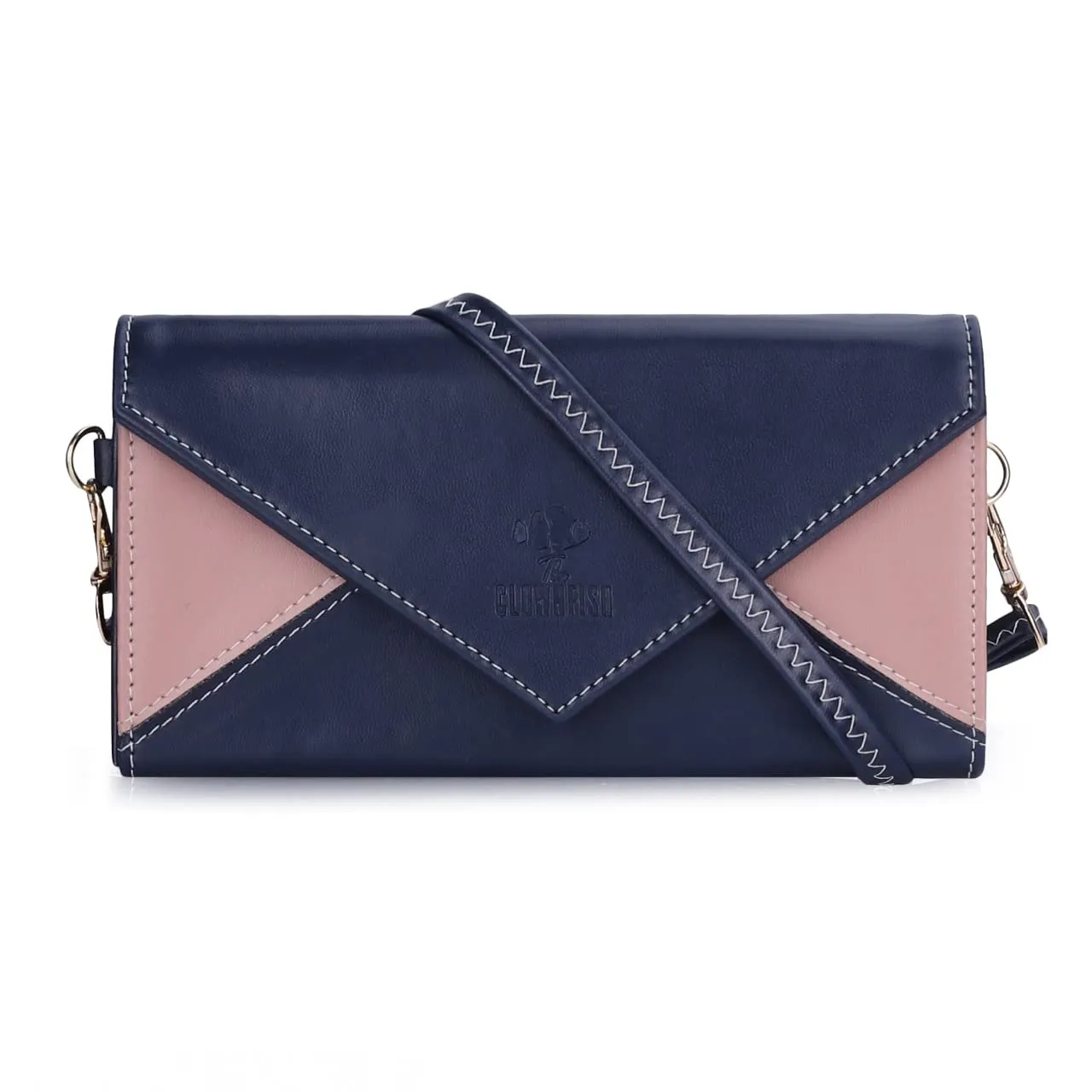 The Clownfish Asmi Collection Ladies Wallet Purse Sling Bag with Shoulder Belt (Navy Blue)