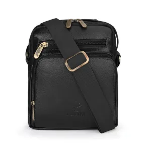 THE CLOWNFISH Bessie Series Faux Leather Messenger One Side Shoulder Bag and Sling Cross Body Travel Office Business Bag for Men and Women (Black)